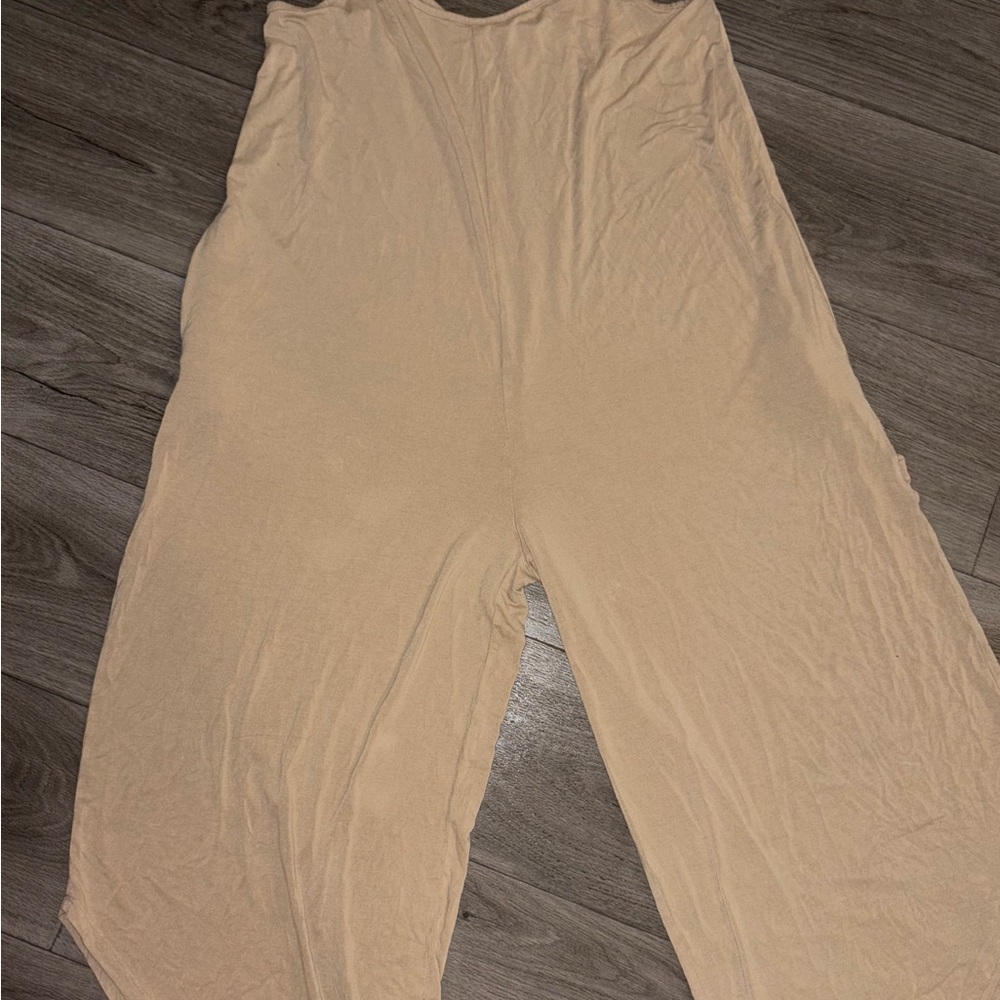Beige Wide-Leg Romper